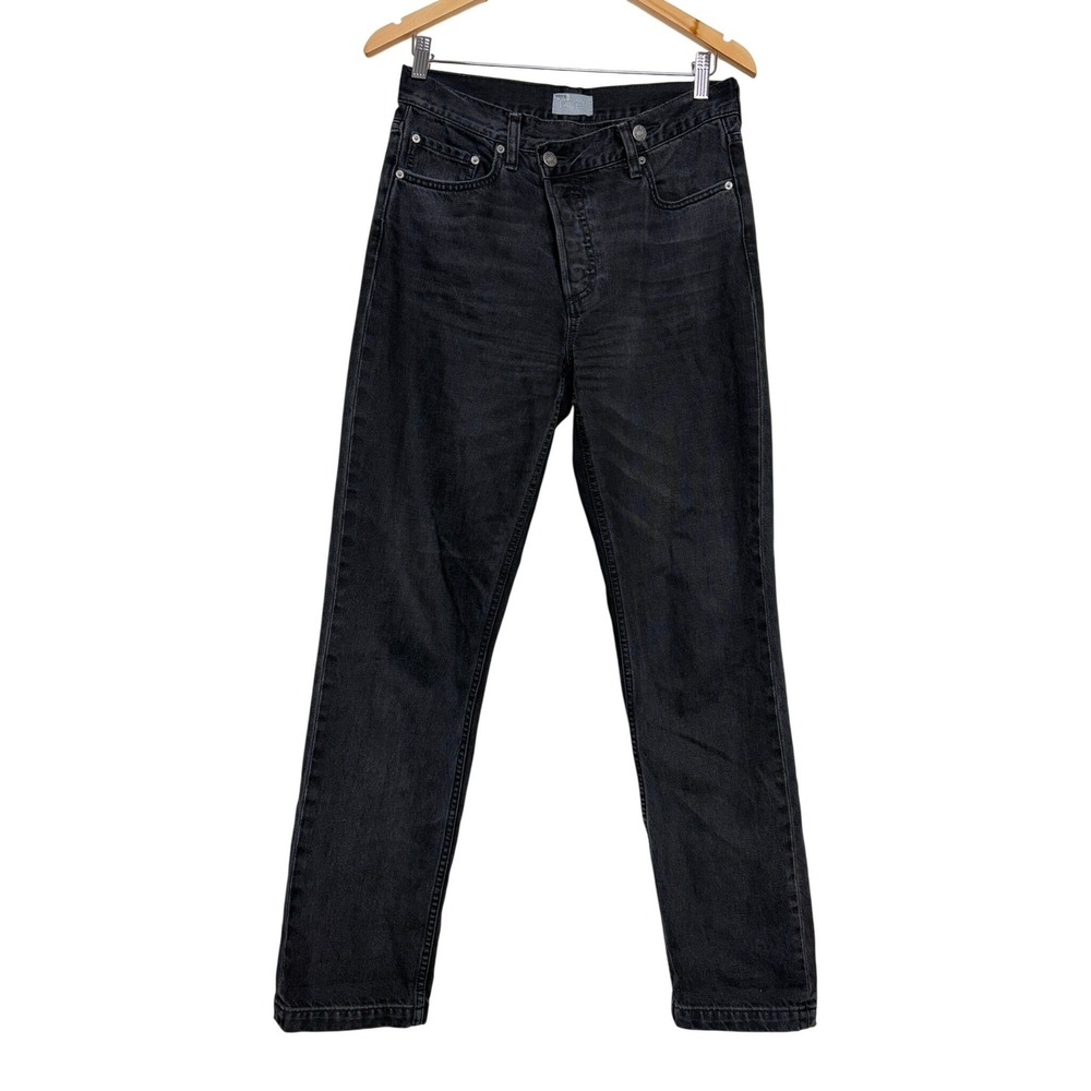 Boyish The Kirby Crossover Button Fly High Rise Straight Leg Jeans Black 27